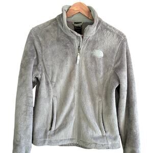 North Face Womens Oso Jacket M Gray TNF Zip Up Fleece Outdoors Camp Hike